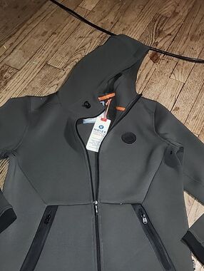 Noize Olive Green Hooded Neoprene Jacket with Black Accents